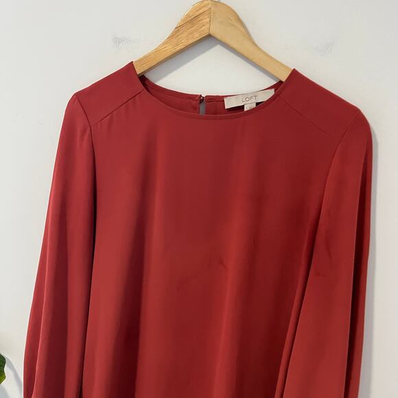 Loft Orange Long Sleeve Blouse Size Small - Picture 2 of 7